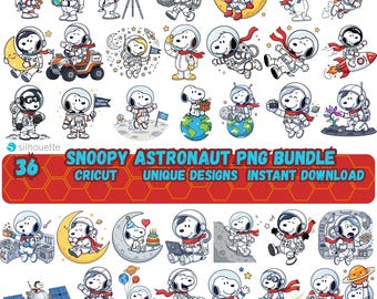 Snoopy Astronaut PNG Bundle, Space Dog Clipart, Sublimation instant Digital Download