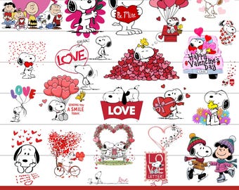Snoopy Love Designs Bundle, Friendship and Love Clipart, Sublimation Designs Digital download