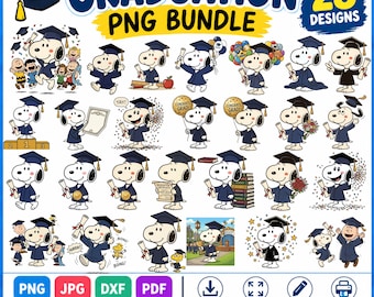 28 Graduation PNG Bundle, Senior Clipart, snoopy graduado, Sublimation Designs (Instant Download)