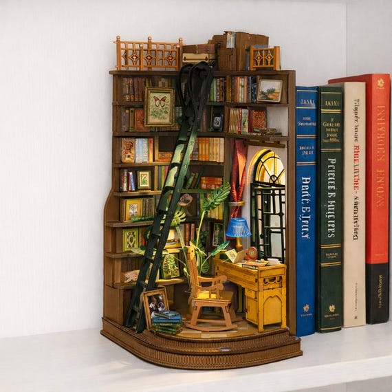 Handmade Wooden Book Nook Kit | 3D Puzzle Decor Creative Gift | Home Display Birthday Gift