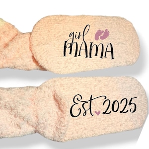 personalized new boy mama gift girls mama fuzzy socks custom new mom gift customized gift idea for Mother’s Day baby shower