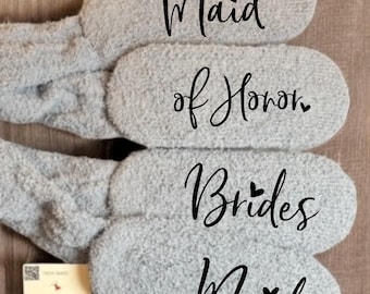 Fuzzy Bridal Party Socks | Bride to Be Socks | Maid of Honor Gift | Bridesmaid Socks | Bridesmaids Gift | Bridal Party Proposal