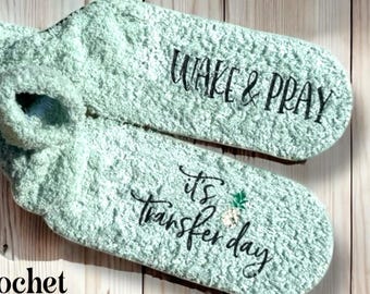 wake and pray it's transfer day socks ivf transfer day socks wake & pray IVF Gift IVF Socks IVF Transfer ivf sock Retrieval Day Care Package