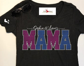 Mama Shirt, Bling Mama Shirt with Kids Names, Mother's Day shirt, Personalized Shirt for Mama, Custom Bling Shirt for Mom