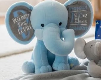 Personalized Birth announcement baby keepsake new baby gift Newborn baby shower gift new mama gift newborn elephant present baby stats gift