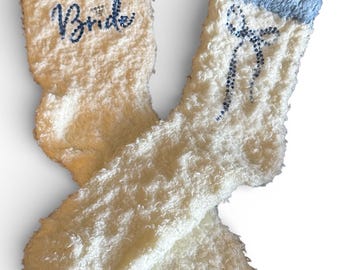 Custom gift Bride bow socks bridesmaid rhinestone bow maid of honor bachelorette gift bridesmaid proposal gifts nice fuzzy socks brides mom