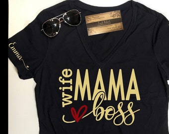 Mama Shirt with kids names | gift for Mother’s Day | Personalized Gift for Mama | Mothers Day Gift | Wife Present