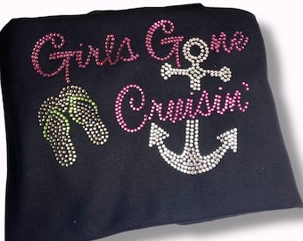 Rhinestone Cruise Hat Shirt Bundle Vacation Outfit Personalized Gift Cruise Apparel Custom Design Sparkly Accessory Travel Merchandise Group