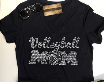 Personalized Volleyball mom Shirt with bling | bling Volleyball Mom Shirt gift | Volleyball Gifts | Volleyball Mom Tshirts