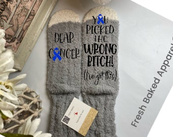 Cancer Socks | Colon cancer gift | End Cancer | Cancer gift | Cancer Sucks
