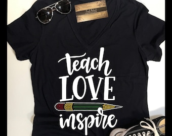 Bling Teacher Shirt | Teacher Gifts | end of year teacher gift | Bling Teacher T Shirts | Teach LOve Inspire Shirt