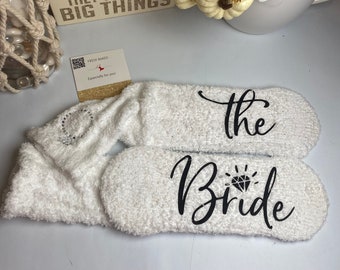 Fuzzy Bling Bride Socks with Bling Ring | Bride to Be Socks | We've added BLING to the socks! | I said yes | bride gift | bride