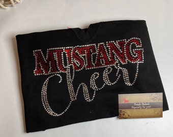 Bling Mustangs Cheer Shirt | Ladies Cheer Shirts | Women's Mustangs Fan shirt