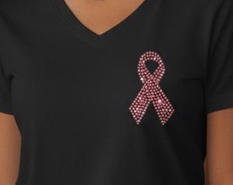 Breast Cancer Ribbon Custom Bling Rhinestone Shirt Women's Breast Cancer Shirts Cancer Sucks TShirts Breast Cancer Awareness T Shirts