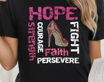 Breast Cancer Ribbon Hope Fight Strength Faith Custom BLiNg Shirt