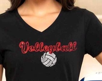 Bling Volleyball shirt Sparkly volleyball shirt game day Rhinestone Volleyball Shirts Bling Volleyball Shirts Volleyball tshirt game day Tee