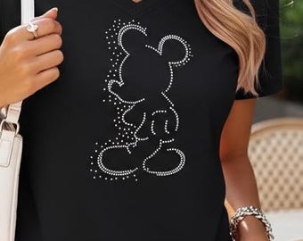 All Rhinestone magic kingdom Shirt Bling Womens Mouse Shirts Disney Ladies Minnie TShirts vacation Shirts matching vacay Shirts