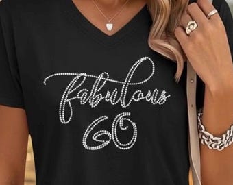 Personalized 60th Birthday gift idea Bling Sensational 60 Shirt custom sixty present 60th celebration rhinestone customized party shirt