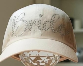 Rhinestone Bride Hat Custom Gift Idea Personalized Trucker Hat Bling Accessory Wedding Celebration Bachelorette Party Headwear Sparkly