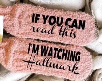 Hallmark Movie Sock Movie Night Cozy Loungewear Soft Microfiber Fuzzy Warm Winter Accessory Comfort Gift Mothers Day Relaxation Present