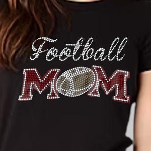 Bling football mom custom rhinestone shirt personalized custom embellished bedazzled tee gift idea for football moms perfect custom gift