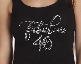 Womens Fabulous 40 Rhinestone Shirt Personalized 40th Birthday Gift Idea Custom Sparkle Tee Customized Bling Top for Her 1975 vintage shirt