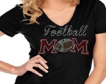 Bling Football Mom Custom Rhinestone Shirt
