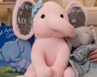 Custom New Mom Baby Gift Set Bundle Personalized Elephant Book Blanket Gift Idea Baby Shower newborn care package boy baby gift girl