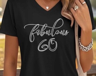 Personalized 60th Birthday gift idea Bling Sensational 60 Shirt custom sixty present 60th celebration rhinestone customized party shirt