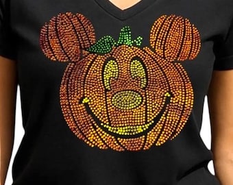 Personalized Rhinestone Pumpkin Shirt: Sparkle Fall Tee, Theme Park Apparel