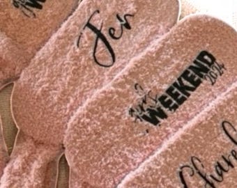 Custom Girls Weekend Socks Cozy Bachelorette Party Gift Bridesmaid Proposal Matching Girls Trip Favor Personalized Girls trip gift idea