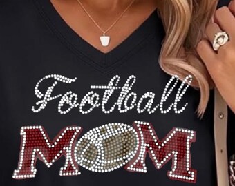Bling football mom custom rhinestone shirt with Name and Number on Back for Dana Rush