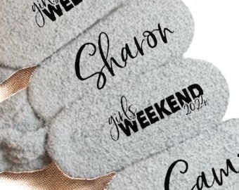 Custom Girls Weekend Socks Cozy Bachelorette Party Gift Bridesmaid Proposal Matching Girls Trip Favor Personalized Girls trip gift idea