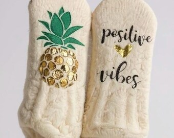 Personalized Positive Vibes IVF Socks Custom Fuzzy Socks for Egg Retrieval Day Customized Transfer Day Gift Idea Fertility Support Socks