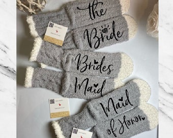 Fuzzy Bridal Party Socks | Bride to Be Socks | Maid of Honor Gift | Bridesmaid Socks | Bridesmaids Gift | Bridal Party Gift