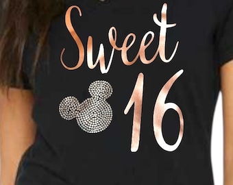 Magic Kingdom Sweet 16 shirt personalized birthday girl tee custom 16th shirt customized sparkle gift idea for teen party outfit look