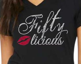 Fiftylicious Keychain Wristlet keychain Fifty Licious socks Birthday Shirt 50th Birthday socks 50th Birthday Gift for women