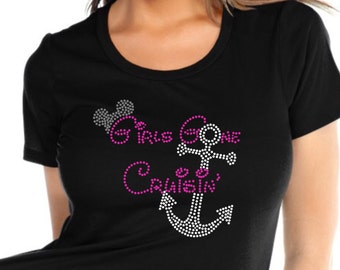 Bling Girls Gone Cruisin' with Mickey Ears Custom Rhinestone Disney Glam Shirt