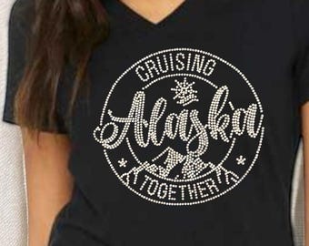 Alaska Cruise Shirt for Women – Sparkly Rhinestone Cruise Tee – Glacier Vacation Shirt – Alaska Trip Outfit – Cruise Wear for Women