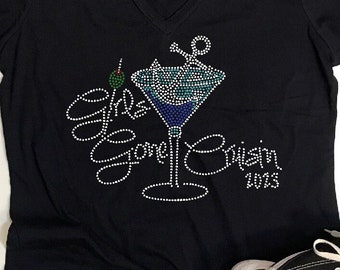 Girls Gone Cruisin' with Martini Glass | Custom BLiNg Rhinestone Shirt | Shipfaced Cruise Shirt | Girls Gone Cruising Shirts