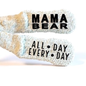 Mama Bear fuzzy socks personalized custom gift idea for mom customized bear socks cute new mom Mother's Day gift from kids
