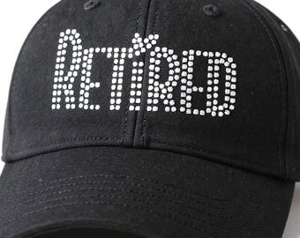 Custom Retirement Gift Bling Hat Retired Rhinestone Retirement Party Gift Idea Women Party Bling Decoration Personalized Cap
