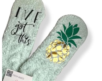 Custom IVF Got This Fuzzy Socks Personalized Egg Retrieval Day Socks Customized IVF Transfer Day Gift Idea Cozy Fertility Support Socks