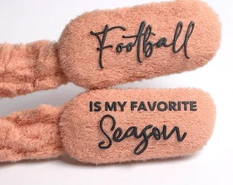Personalized custom football is my favorite season fuzzy socks customized cozy game day socks warm sports mom gift idea for her
