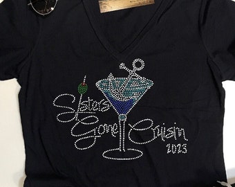 Sisters Gone Cruisin' with Martini Glass | Custom BLiNg Rhinestone Shirt | Shipfaced Cruise Shirt | Girls Gone Cruising Shirts