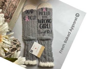 Cancer Socks | You picked the wrong girl | breast cancer sucks socks | End Cancer | Cancer gift