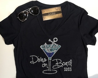 Bling Cruise Shirt | Divas on board 2023 MARTINI glass Cruise shirt | Cruise shirts | Cruise Ticket | Girls Cruise | Girls Trip Shirt