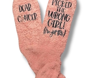 Custom Cancer Fuzzy Socks breast cancer sucks socks Care Package Gift for Cancer Warrior Cancer encouragement gift for Cancer Fight Girl