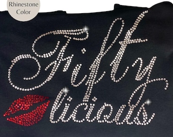 Personalized Rhinestone Birthday Shirt Custom Fiftylicious Sparkle Tee Milestone Celebration Outfit Glam Fifty 50 Vintage 1976 Woman Attire