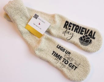 Custom Retrieval Day IVF Fuzzy Socks Personalized Egg Retrieval Day Socks Customized Gift Idea IVF Transfer Socks Comfort Cozy Support